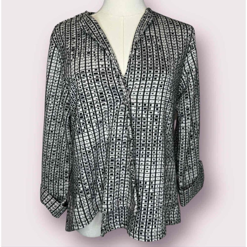 Parsley & Sage Geometric Blazer Jacket Women Small Funky 3/4 OP-ART Lagenlook - Picture 1 of 11